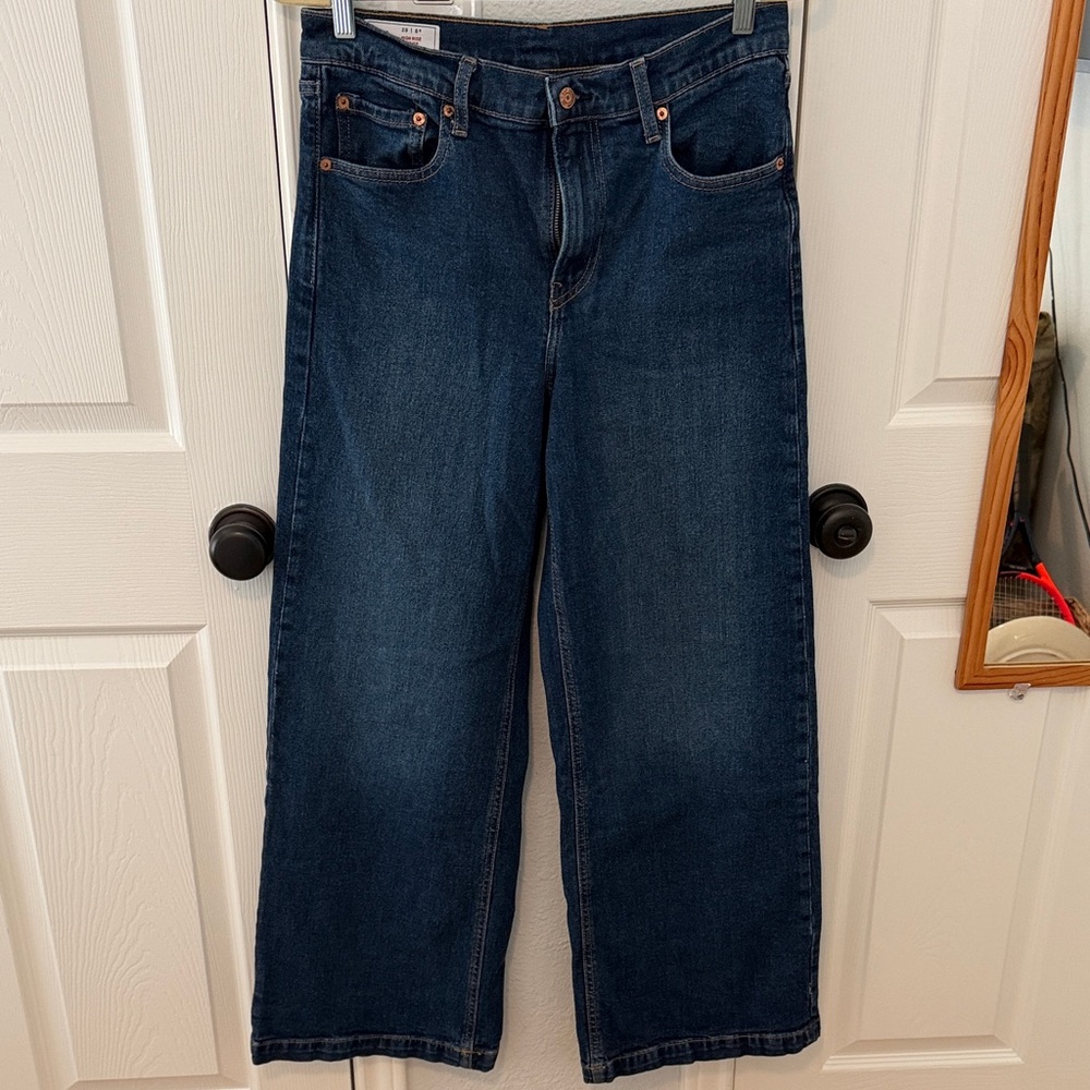 GAP High Rose Stride Wide Leg Dark Blue Jeans
